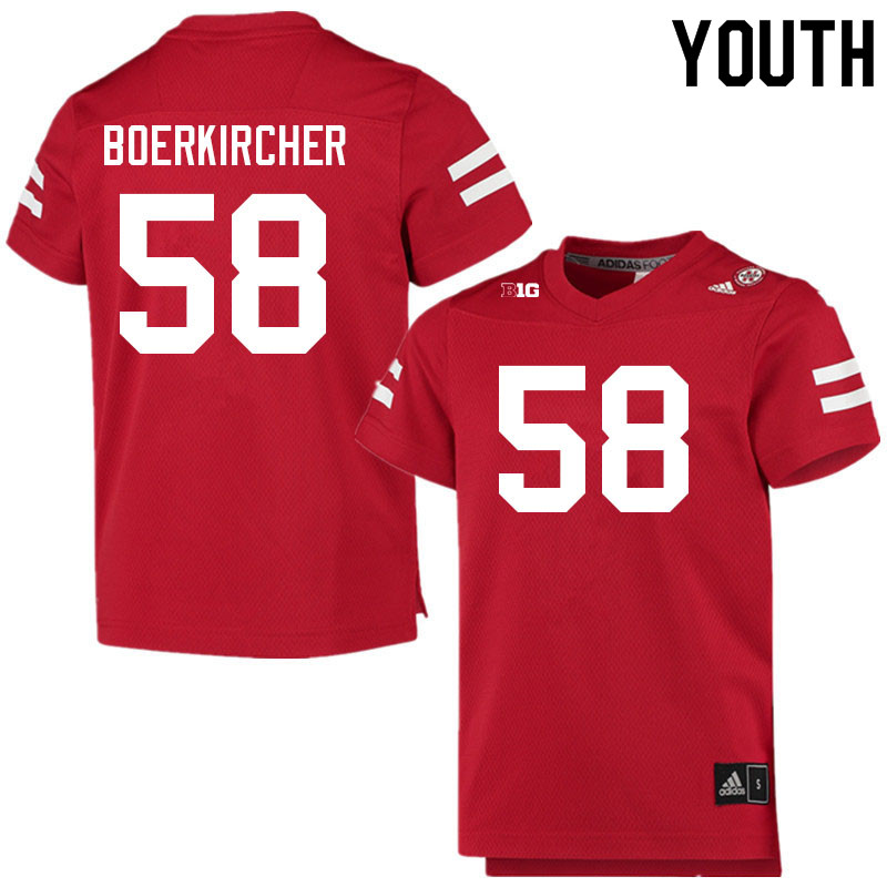 Youth #58 Ian Boerkircher Nebraska Cornhuskers College Football Jerseys Sale-Scarlet